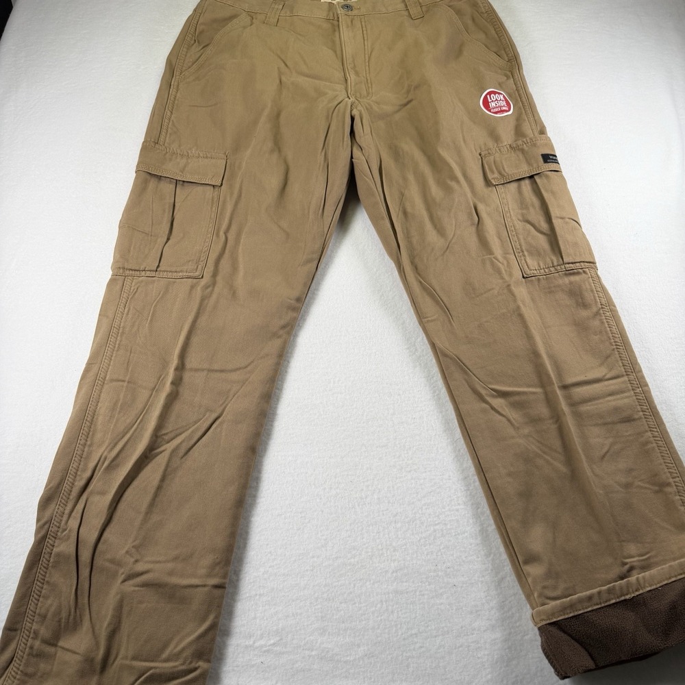 Wrangler Five Star Cargo Pants Mens 34X32 Relaxed Fit Fleece Lined Khaki NWT